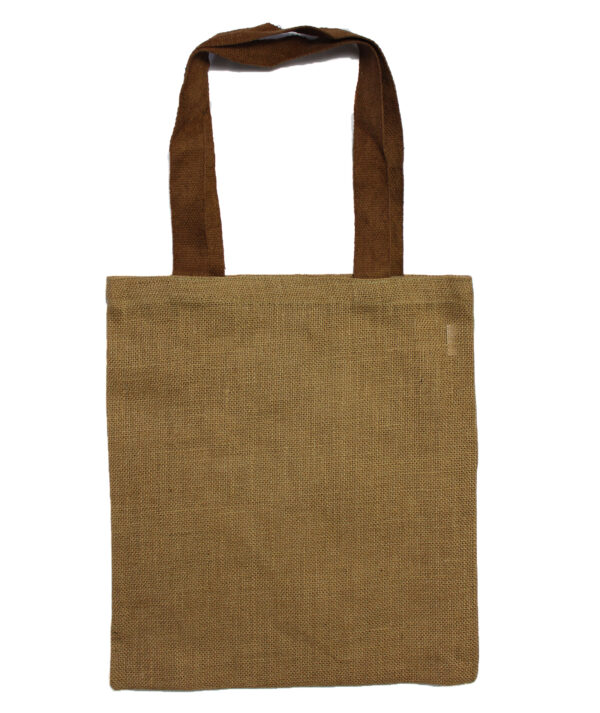 Grand sac fourre-tout en jute - Poignée de couleur marron- Vendu par 1