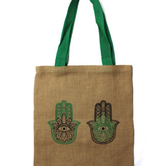 Grand sac fourre-tout en jute Mystic Designs - Hamsa- Vendu par 1