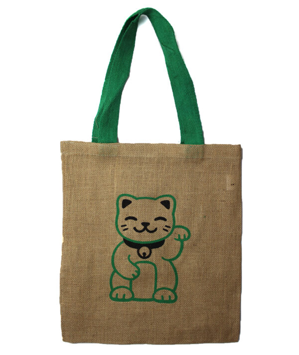 Grand sac fourre-tout en jute - Dessins mystiques - Money Cat- Vendu par 1