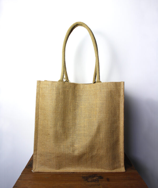 Grand sac de courses en jute avec porte-bouteilles- Vendu par 1 – Image 3