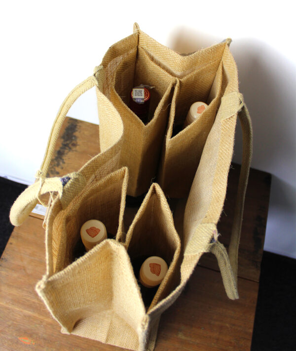 Grand sac de courses en jute avec porte-bouteilles- Vendu par 1 – Image 4
