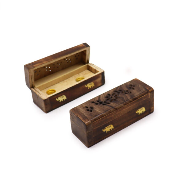 Boîte à fumée cône d'encens 6" - Bois de manguier- Vendu par 1 – Image 2