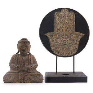 Ensemble Bouddha Feng Shui - Hamsa - Gris (2 modèles)- Vendu par 1