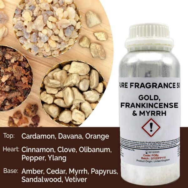 Huile parfumée pure ou. encens et myrrhe - 500 ml- Vendu par 1
