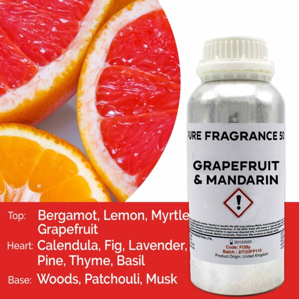 Huile parfumée pure pamplemousse et mandarine - 500 ml- Vendu par 1