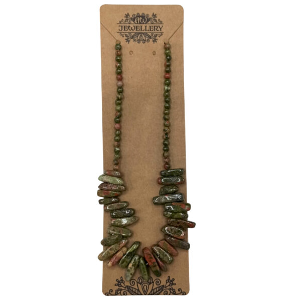 Collier de pierres précieuses longues - Agate mousse- Vendu par 1