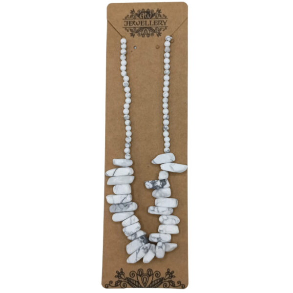 Collier de pierres précieuses longues - Jaspe blanc- Vendu par 1