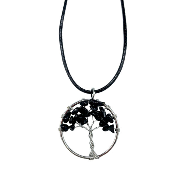 Pendentif Arbre de Vie - Agate Noire- Vendu par 1