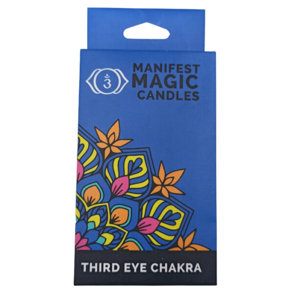 Bougies Magiques Manifestes (pack de 12) - Bleu Foncé - Chakra du Troisième Oeil- Vendu par 1 – Image 2