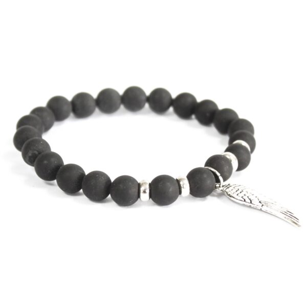 Aile d'Ange / Agate Noire - Bracelet Pierres Précieuses- Vendu par 1