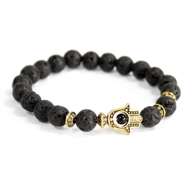 Ou Hamsa / Pierre de Lave - Bracelet Pierres Précieuses- Vendu par 1