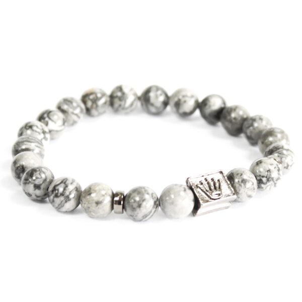 Lingot de Couronne / Agate Grise - Bracelet de Pierres Précieuses- Vendu par 1