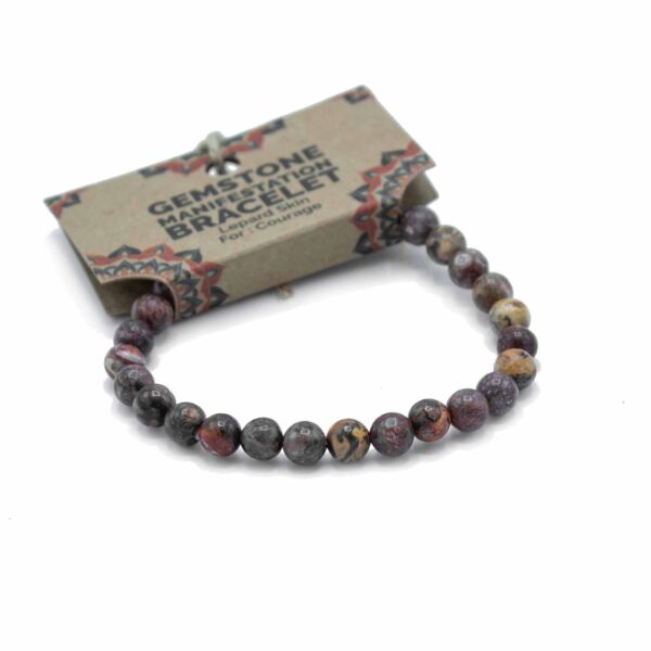 Bracelet de manifestation de pierres précieuses - Peau de Lépard - Courage- Vendu par 1 – Image 2