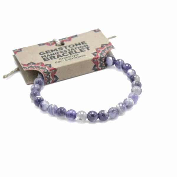 Bracelet de manifestation de pierres précieuses - Améthyste - Calme- Vendu par 1 – Image 2