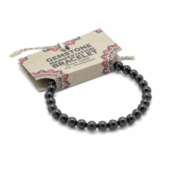 Bracelet de manifestation de pierres précieuses - Agate noire - Protection- Vendu par 1 – Image 2