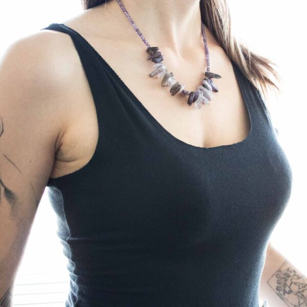 Collier de pierres précieuses longues - Quartz rose- Vendu par 1 – Image 4