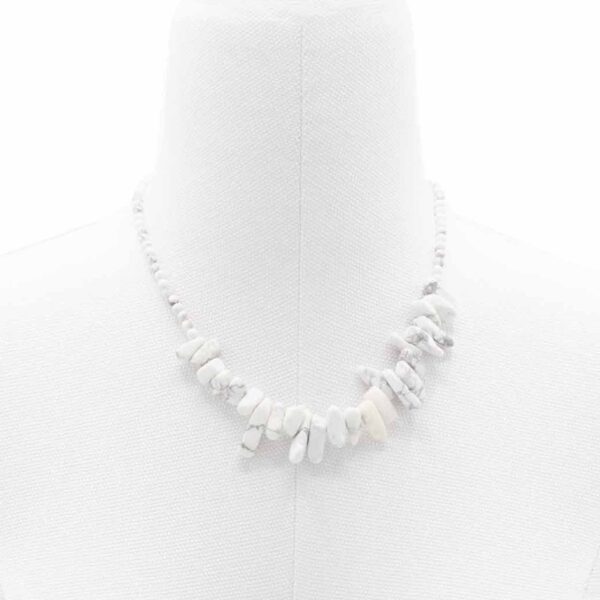 Collier de pierres précieuses longues - Jaspe blanc- Vendu par 1 – Image 3