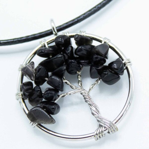 Pendentif Arbre de Vie - Agate Noire- Vendu par 1 – Image 4