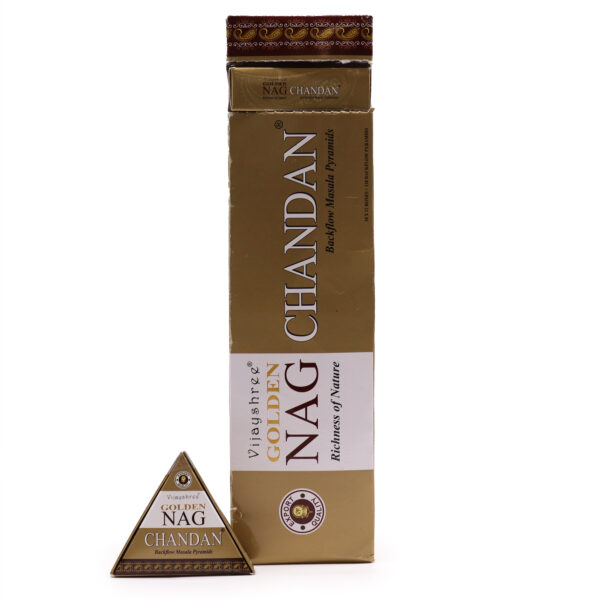 42g Jumbo Golden Nag - Cônes d'encens Chandan Back Flow- Vendu par 1