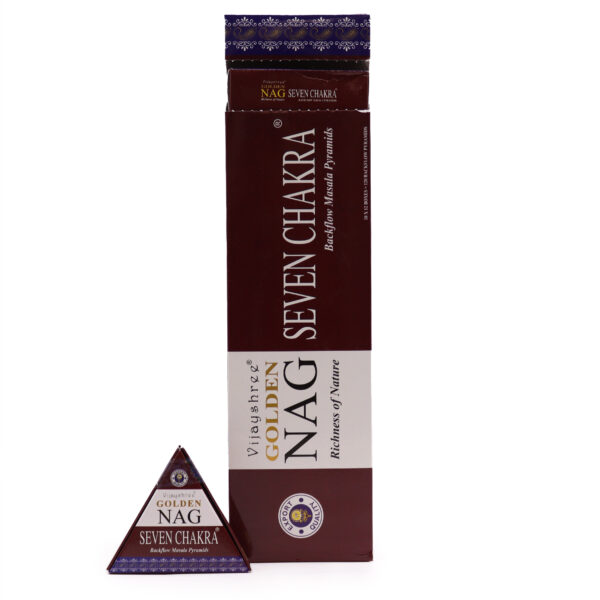 42 g Jumbo Golden Nag  Cônes d'encens à reflux sept chakras- Vendu par 1