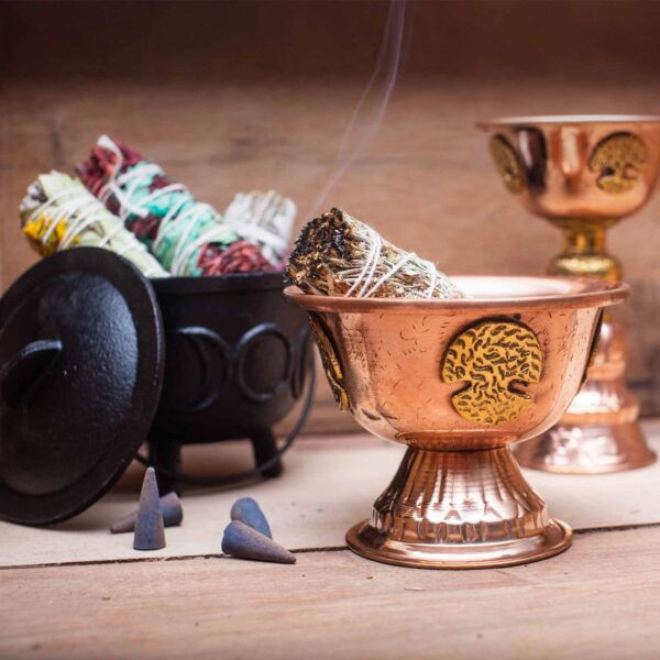 Bol Rituel Antique en Cuivre avec Triple Lune 8x4cm- Vendu par 1 – Image 4