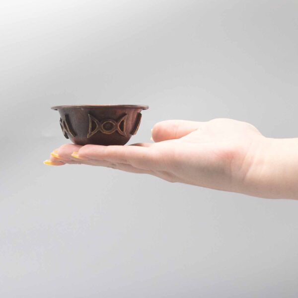 Bol Rituel Antique en Cuivre avec Triple Lune 8x4cm- Vendu par 1 – Image 3