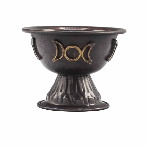 Calice rituel en cuivre antique Triple Lune 10x8cm- Vendu par 1