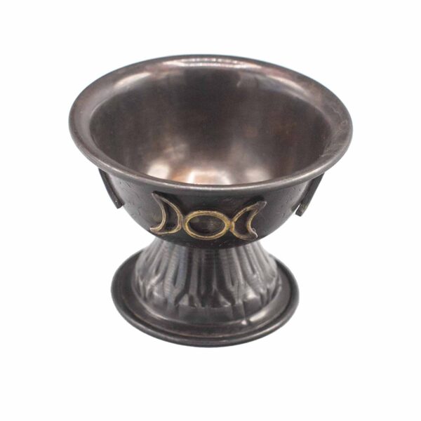 Calice rituel en cuivre antique Triple Lune 10x8cm- Vendu par 1 – Image 2