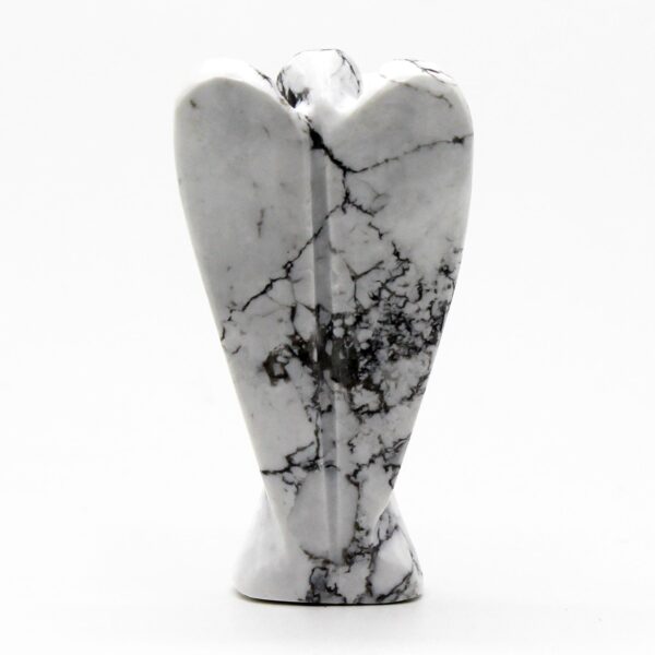 Ange en pierre précieuse sculptée à la main - Howlite blanche- Vendu par 1 – Image 2