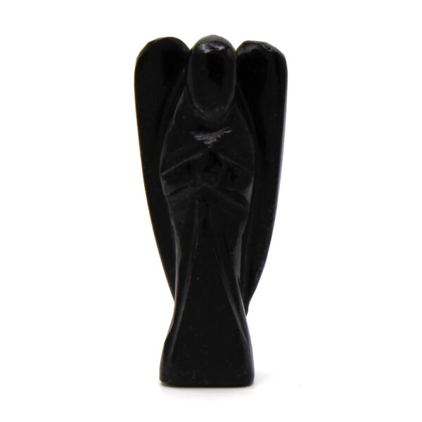 Ange en pierre précieuse sculptée à la main - Agate noire- Vendu par 1