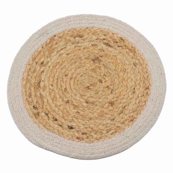 Set de Table Naturel - Jute & Coton 30cm - Bordure Ivoire- Vendu par 1
