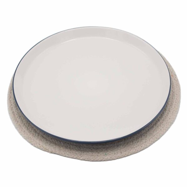 Set de Table Naturel - Jute & Coton 30cm - Bordure Ivoire- Vendu par 1 – Image 2