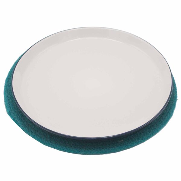 Set de Table Naturel - Jute & Coton 30cm - Bordure Sarcelle- Vendu par 1 – Image 2