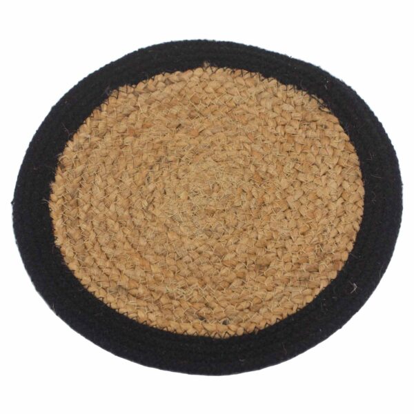 Set de Table Naturel - Jute & Coton 30cm - Bordure Noire- Vendu par 1