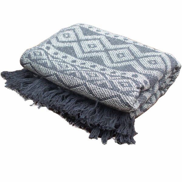 Plaid Confort Boho - 125x150cm - Gris- Vendu par 1 – Image 3