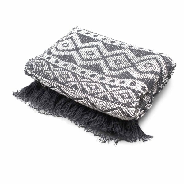 Plaid Confort Boho - 125x150cm - Gris- Vendu par 1 – Image 4