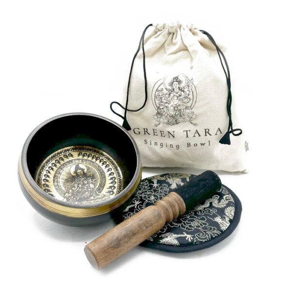 Coffret Cadeau Bol Chantant Battu et Gravé à la Main - 14 cm - Tara Verte- Vendu par 1