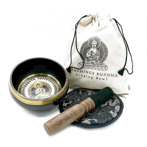 Coffret cadeau bol chantant battu et gravé à la main - 14 cm - Enseignements Bouddha- Vendu par 1