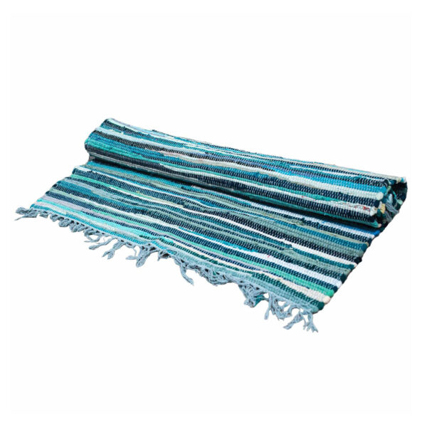 Grand Tapis Rag - 150x90cm - qualité premium - Aqua Blues- Vendu par 1