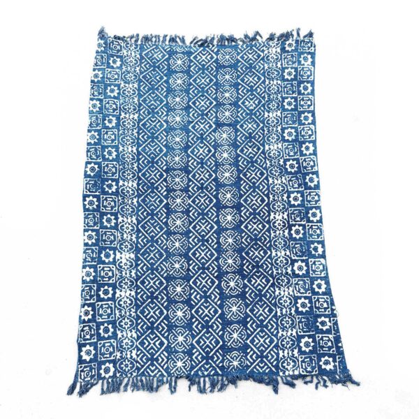 Plaid Indigo Fait Main - 170x120cm - Desi Stripes- Vendu par 1 – Image 2