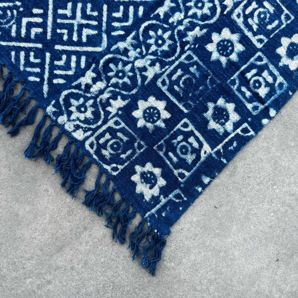 Plaid Indigo Fait Main - 170x120cm - Desi Stripes- Vendu par 1 – Image 3