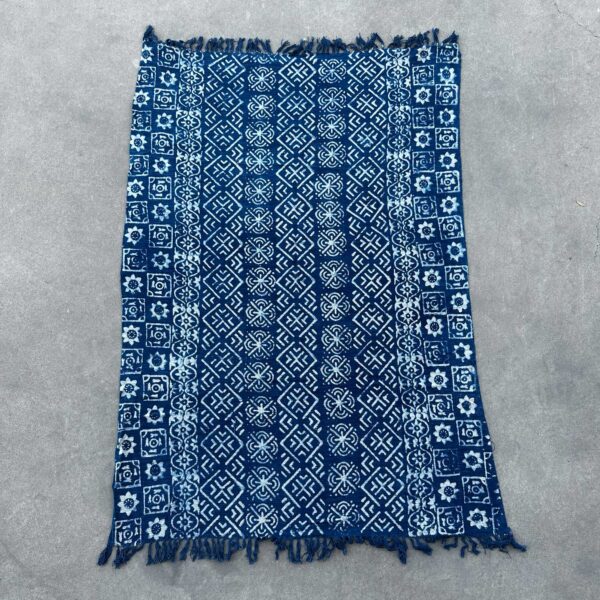 Plaid Indigo Fait Main - 170x120cm - Desi Stripes- Vendu par 1 – Image 4