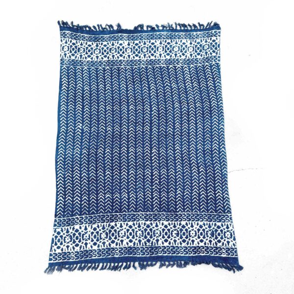 Plaid Indigo Fait Main - 170x120cm - Flèches Seedha- Vendu par 1 – Image 2