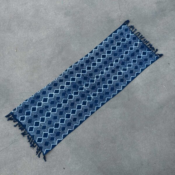 Tapis de couloir Indigo fait main - 170x60cm - Heerak Patern- Vendu par 1 – Image 4