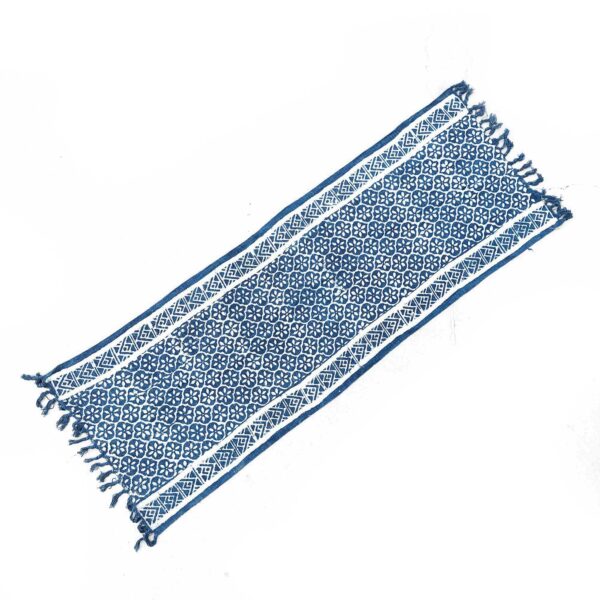 Tapis de Couloir Indigo Fait Main - 170x60cm - Carreaux Madjid- Vendu par 1 – Image 2
