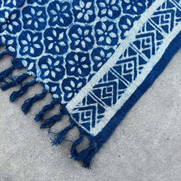 Tapis de Couloir Indigo Fait Main - 170x60cm - Carreaux Madjid- Vendu par 1 – Image 3