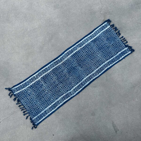Tapis de Couloir Indigo Fait Main - 170x60cm - Carreaux Madjid- Vendu par 1 – Image 4