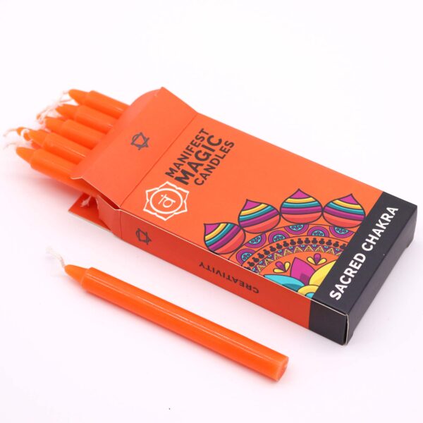 Bougies Magiques Manifeste (pack de 12) - Orange - Chakra Sacré- Vendu par 1 – Image 2