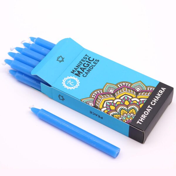 Bougies Magiques Manifeste (pack de 12) - Bleu - Chakra de la Gorge- Vendu par 1 – Image 3
