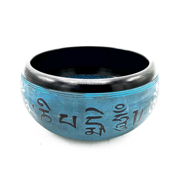Bol Chantant Terre Poudre - Bleu Mantra Cinq Bouddha - 16 cm- Vendu par 1